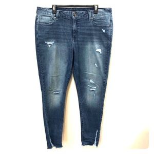 Lane Bryant 18 skinny jeans distressed raw hem